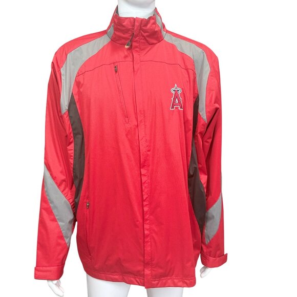 Antigua Angels Windbreaker Jacket Mens XL Red Gray Full Zip Lightweight Athletic - Picture 1 of 7